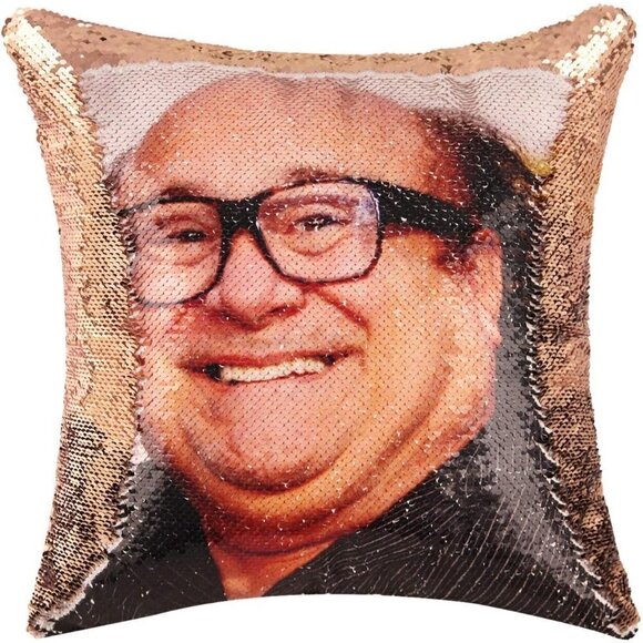 16x16 Inches  Funny Sequin Danny DeVito Magic Reversible Throw Pillow Cover - Picture 2 of 7